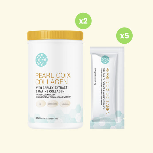 Pearl Coix Collagen 500g x 2 Btl - Free Pearl Coix Collagen 20g Sachet x 5pcs