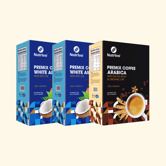 Premix Coffee Arabica Buy 3 Boxes Set [ MCT x2 & Sacha Inchi x1]